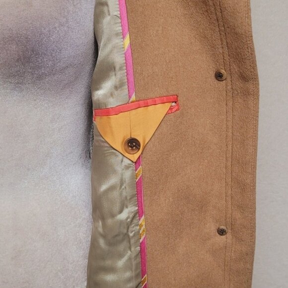 Retro Y2K J. Crew Carrie Caramel Wool Cashmere Flared Hem Standing Collar Coat - Picture 14 of 16